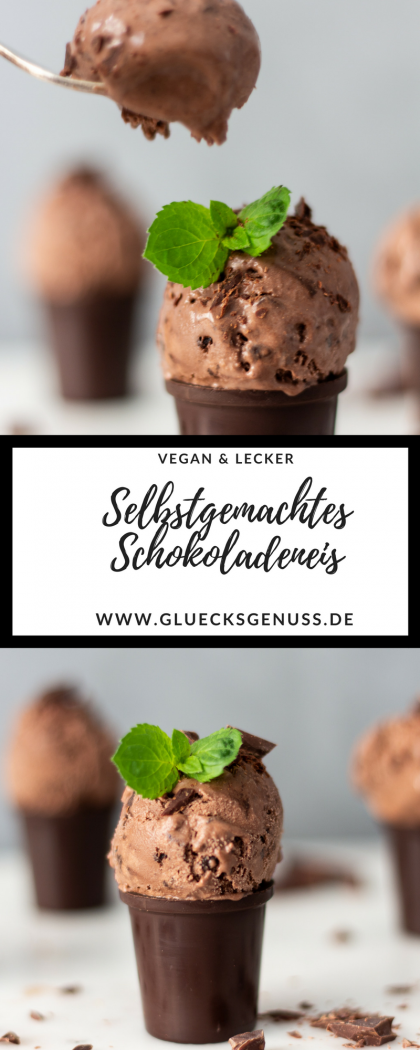 {Rezept} Selbstgemachtes veganes Schokoladeneis mit Schokostückchen ...