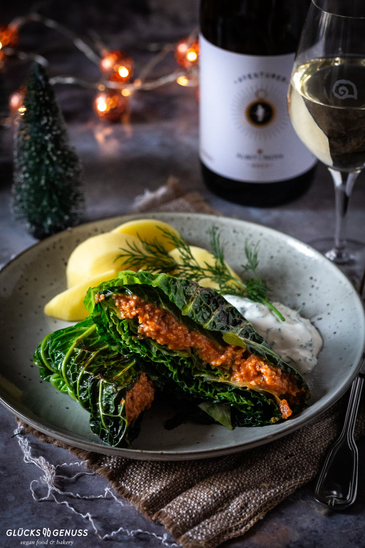 Veganes Weihnachtsmenü- 3 Gänge mit Weinbegleitung - Glücksgenuss